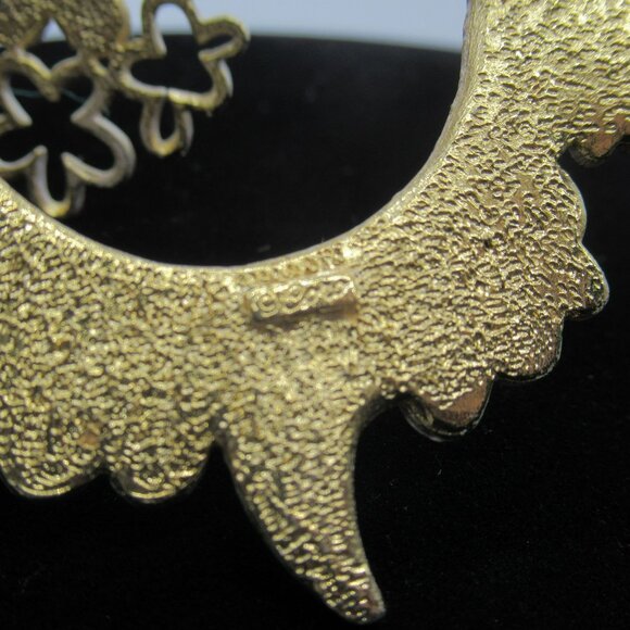 Vintage Coro Turtle Pendant Large White Enamel & Gold With Pegasus Logo Box - Picture 6 of 9